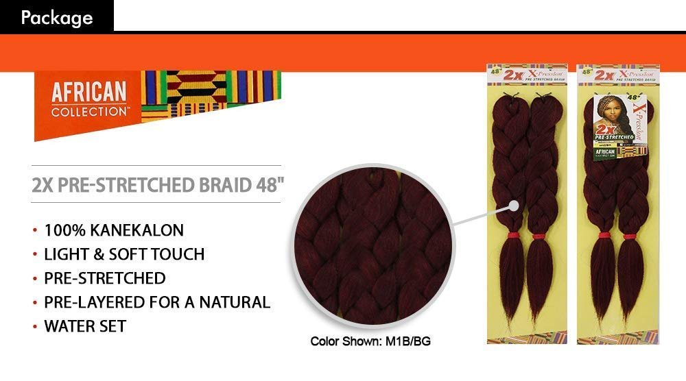 Sensationnel Braids XPRESSION 3X Pre-Stretched Braid 58 (1-pack, 1B)