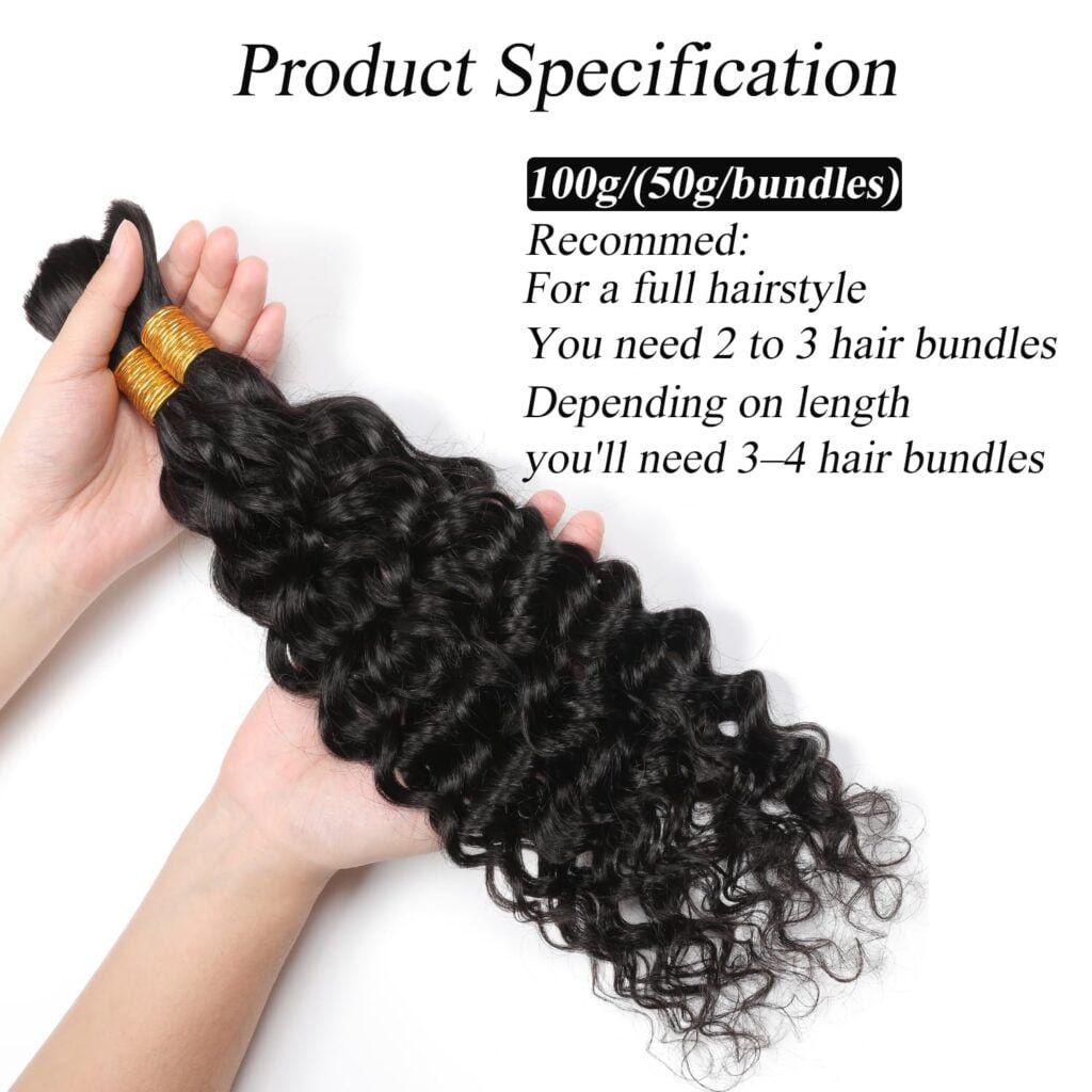 ShowCoco Human Braiding Hair 14Inch Water Wave Bulk Human Hair for Braiding 100g 2Bundle/Pack No Weft Human Hair Bundles for Braiding Micro Human Braiding Hair for Boho Braids(14inch,Natural Black)