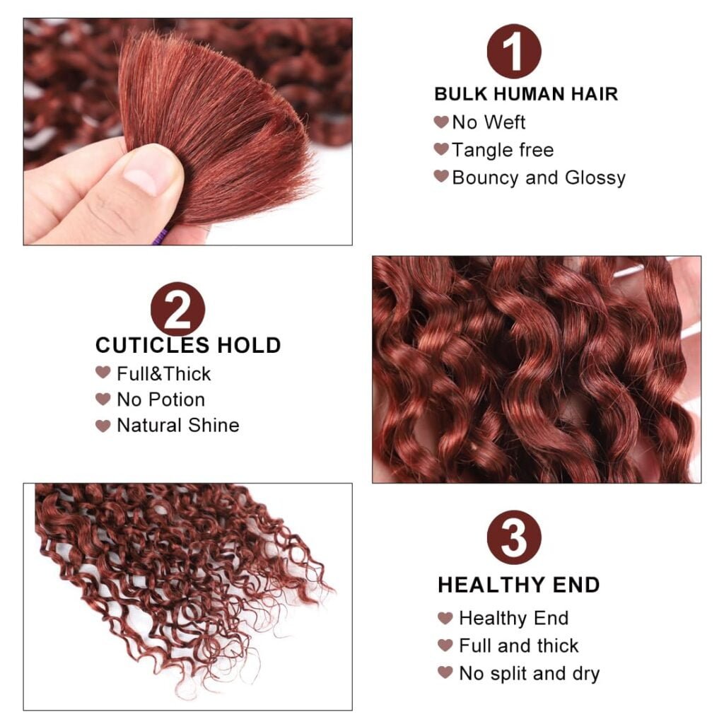 Super Wave Bulk Human Hair For Braiding No Weft 100g (1Pack-2Bundles) 100% Virgin Human Hair Super French Wet and Wavy Micro Braiding Human Hair For Boho Braids Super Bulk (18inch, Natural)