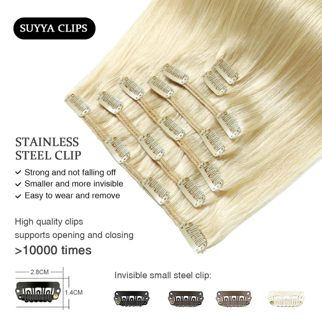 SUYYA Hair Extensions Clip ins,14 inch 7pcs 110g Jet Black Clip in Hair Extensions Human Hair Straight Clip in Hair Extensions Real Human Hair Double Weft (14 inches #1 Jet black)