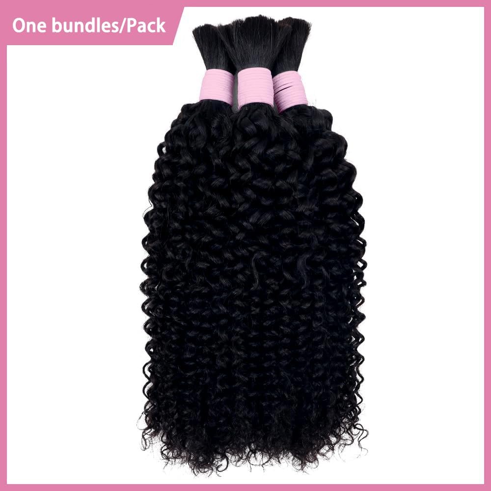 Water Bulk Human Hair for Braiding 100g (One Bundle/Pack) Virgin Human Hair Curly Braiding Hair For Bohemian Knotless Boho Braids Highlight No Weft Human Hair Bundles For Braiding 14inch PB/30