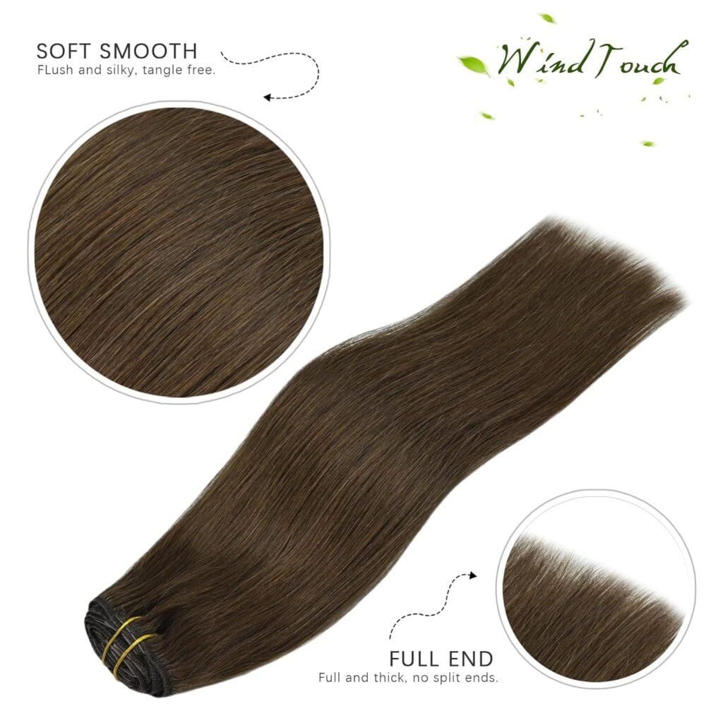 WindTouch Clip In Hair Extensions Human Hair Mixed Bleach Blonde 18Inch 70g Hair Extensions for Women Remy Hair Extensions #18p613 7PCS