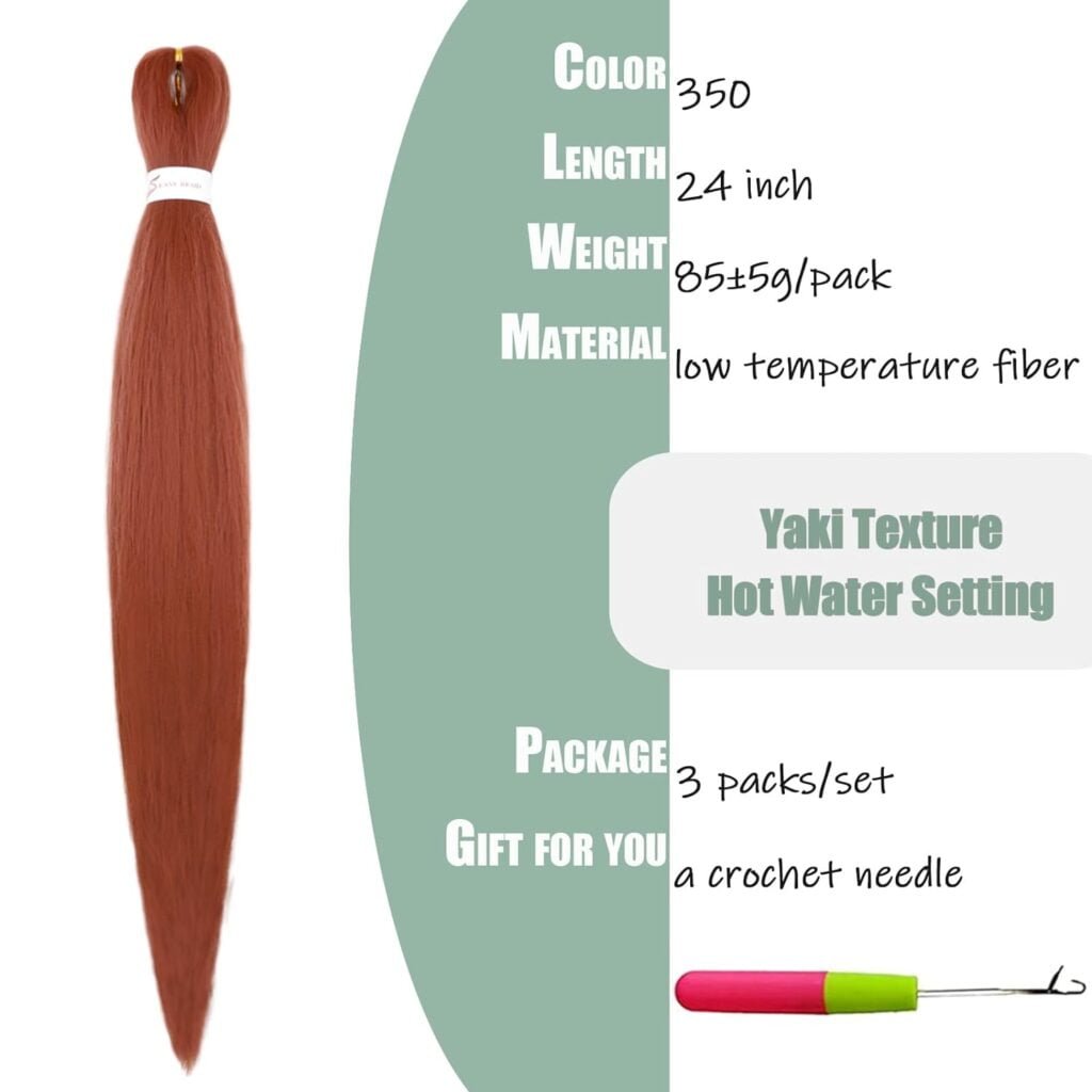 XGY 3 packs Natural Black Braiding Hair Pre Stretched 16 inch Prestretched Knotless Kanekalon Hair Soft Straight Synthetic Box Braids Yaki Texture Hot Water Setting Hair Extensions