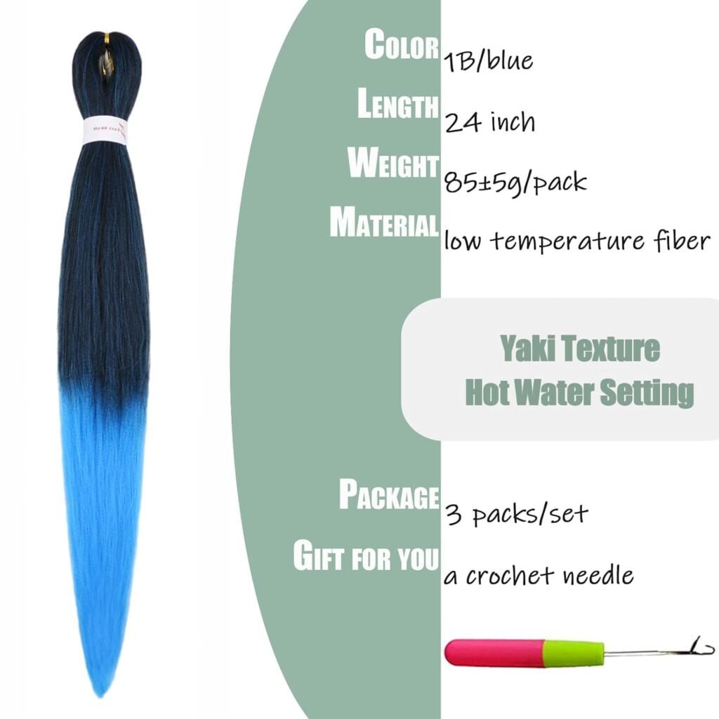XGY 3 packs Natural Black Braiding Hair Pre Stretched 16 inch Prestretched Knotless Kanekalon Hair Soft Straight Synthetic Box Braids Yaki Texture Hot Water Setting Hair Extensions