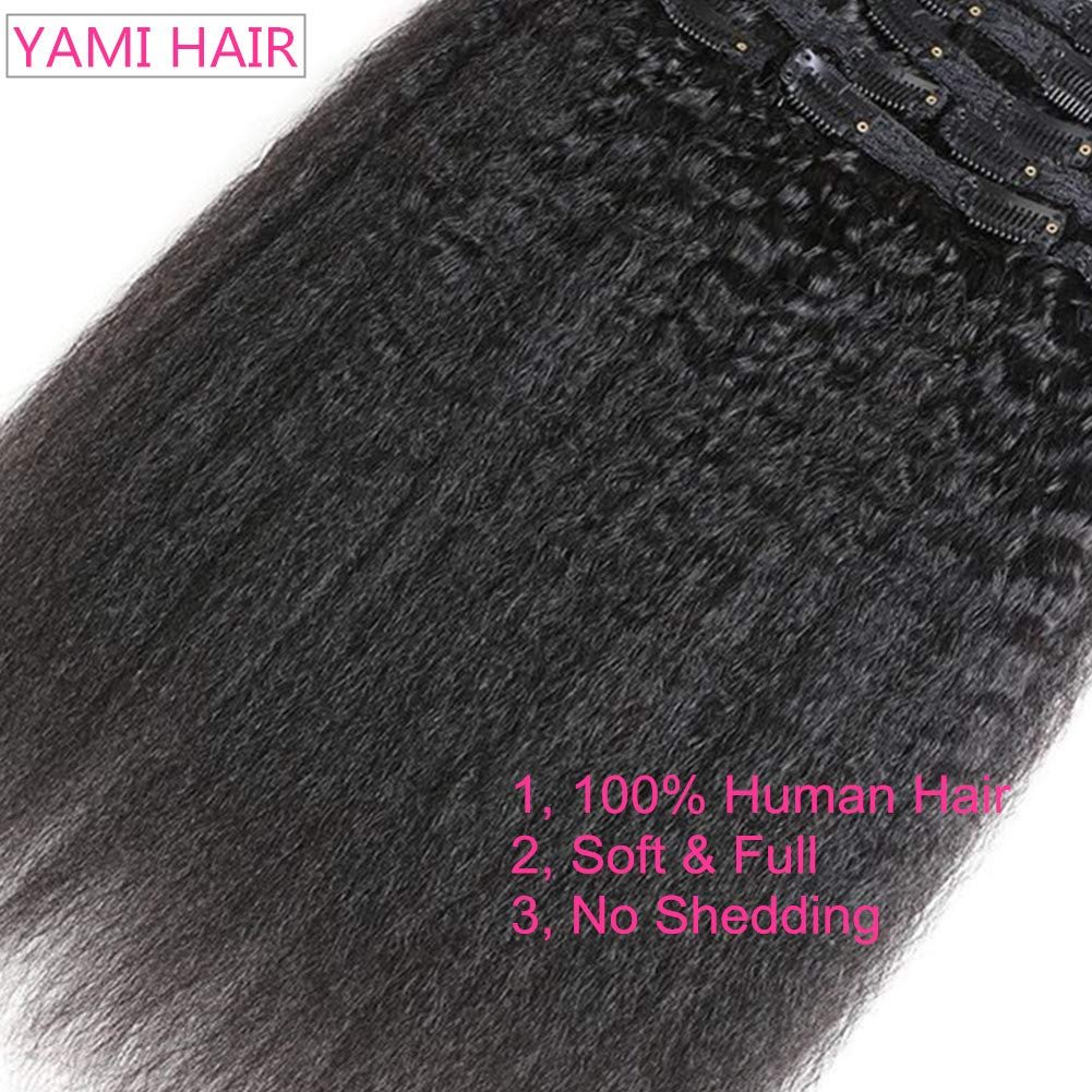 YAMI Kinky Curly Clip in Hair Extensions，10Pcs Clips Triple Weft Brazilian Remy Human Hair 3C 4A curly Clip in Extensions 120g Afro Kinky Curly Clip ins for Black Women（10inch)