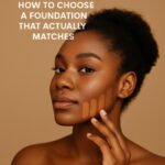 Foundation shade swatches on jawline in natural daylight