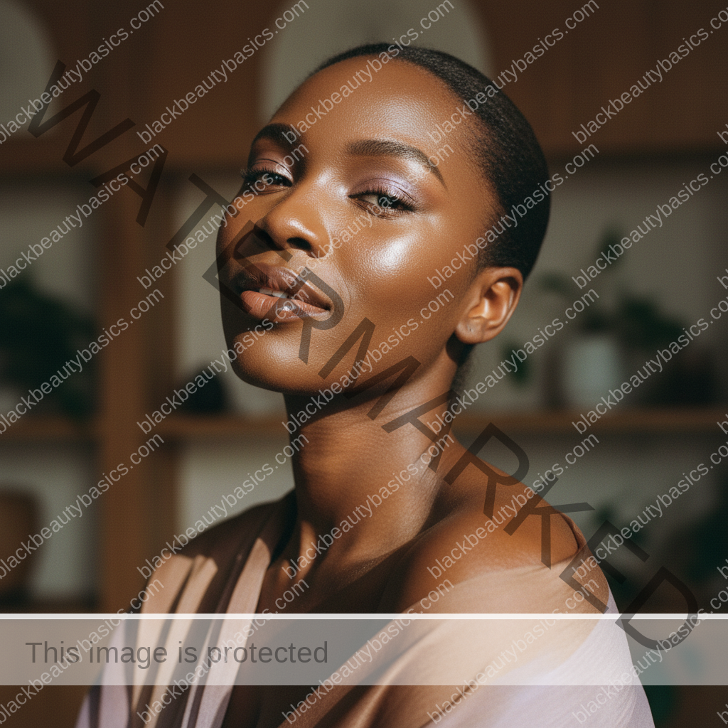 Black woman with deep skin and soft natural glow after lightweight sunscreen