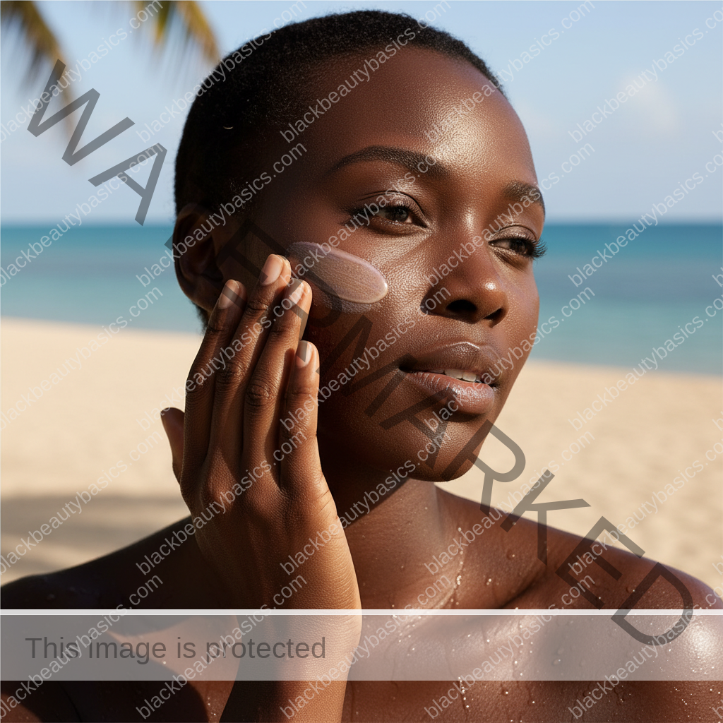 Close view of sensitive melanin-rich skin in soft natural light