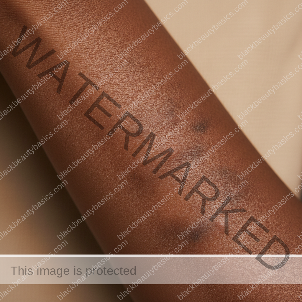 Respectful close-up of deep skin with natural texture for eczema-related hyperpigmentation context