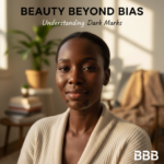 Editorial portrait of a Black woman with deep skin for a guide to dark marks around the mouth