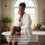 Editorial portrait of a Black woman with deep skin for a bikini line ingrown hair dark spots guide