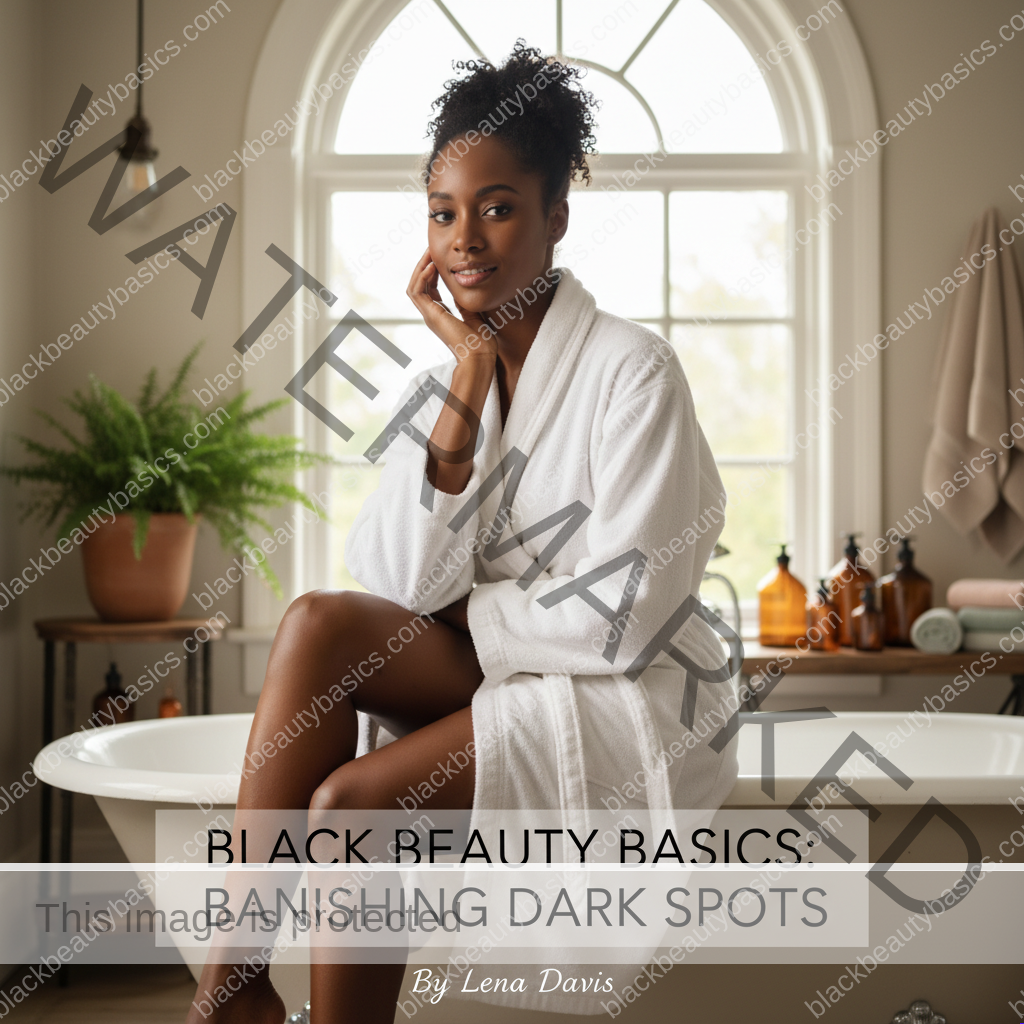 Editorial portrait of a Black woman with deep skin for a bikini line ingrown hair dark spots guide