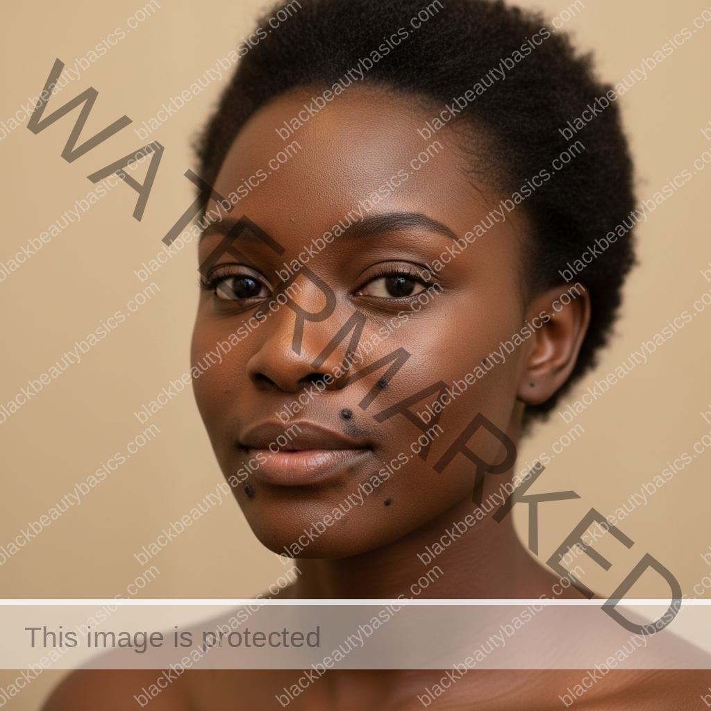 Respectful close-up of deep skin around the upper lip and jawline for hair removal irritation context