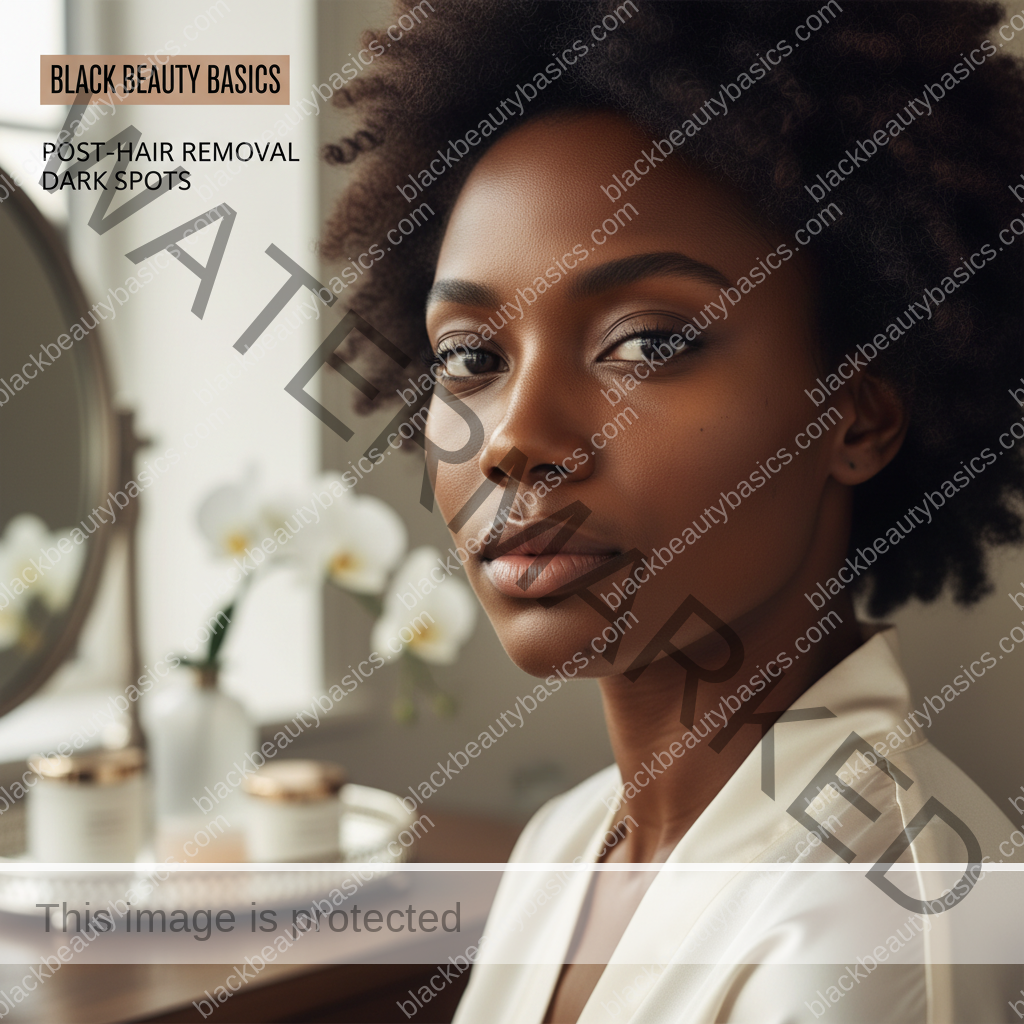 Editorial portrait of a Black woman with deep skin for a waxing and threading dark spots guide
