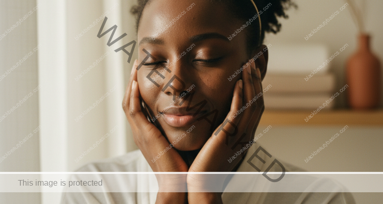 Editorial portrait of a Black woman with deep skin for a barrier-safe dark spot care guide