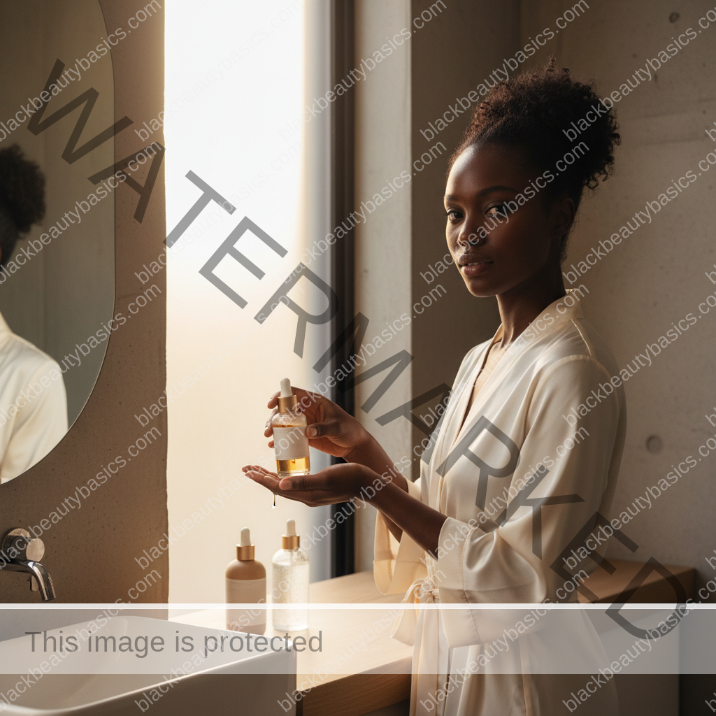 Black woman with a simple minimalist skincare routine
