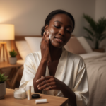 Black woman doing a simple low-energy night skincare routine