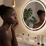 Black woman balancing oily and ashy skin with a gentle skincare routine