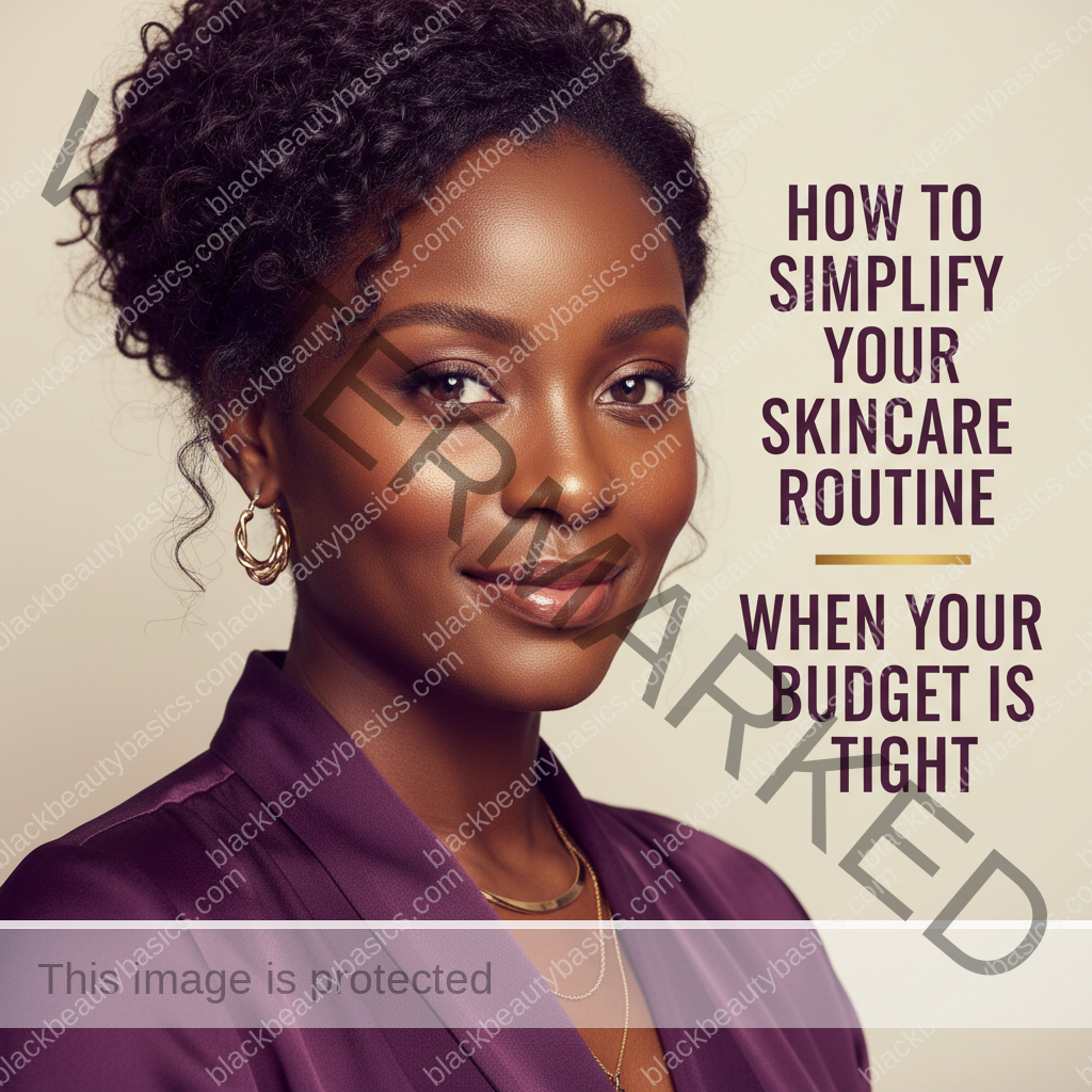 Black woman in a calm skincare setting for how to simplify your skincare routine when your budget is tight