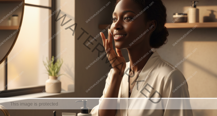 Black woman preparing skincare around an overnight shift