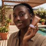 Black woman with deep skin in an editorial sunscreen moment for Sunscreen for Teens With Deep Skin