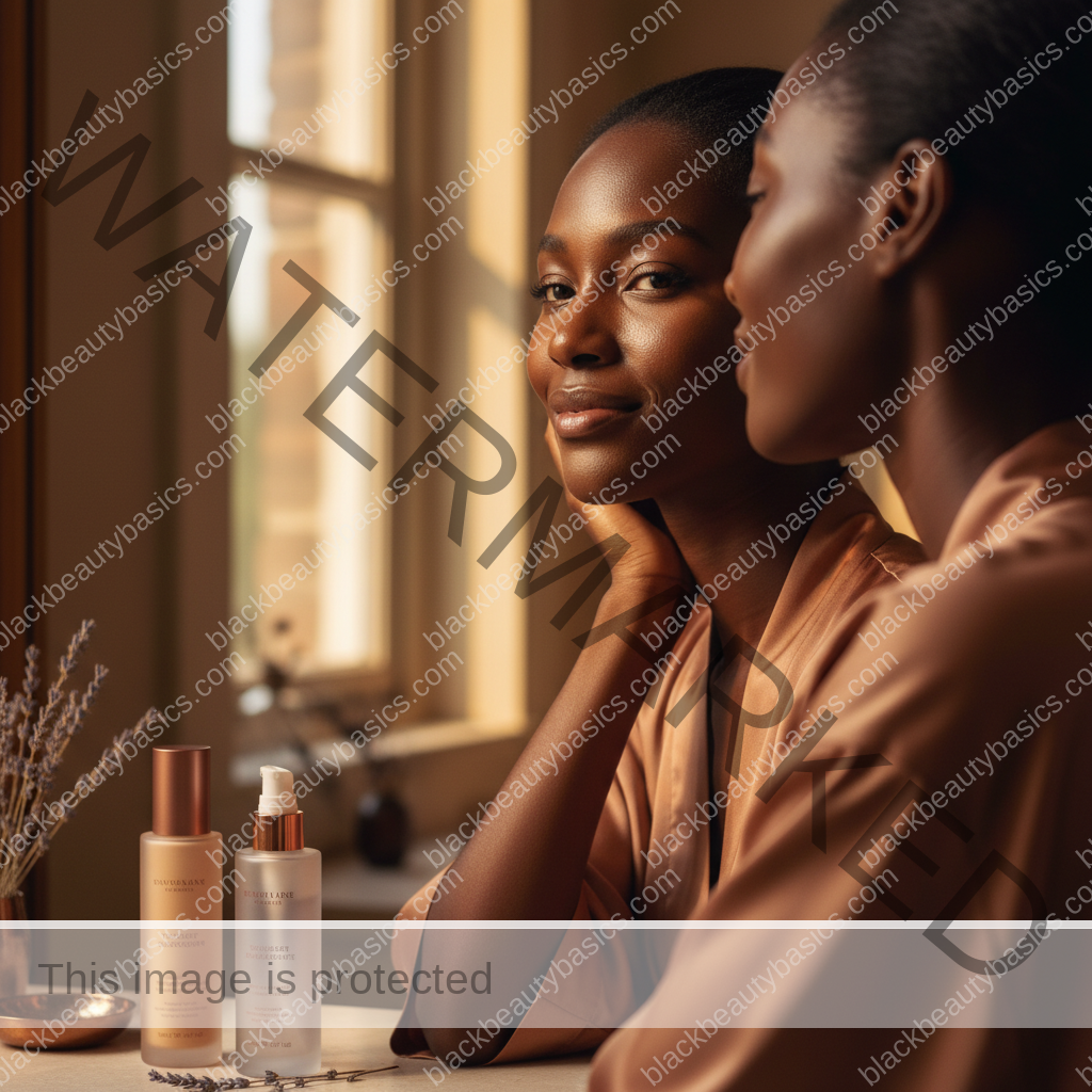 Black woman with deep skin testing sunscreen tint on her hand