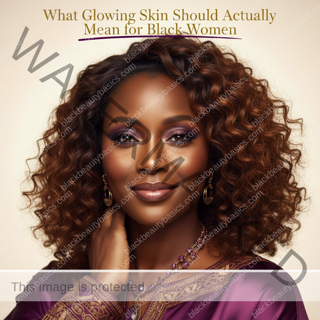 Black woman in a calm skincare setting for what glowing skin should actually mean for black women