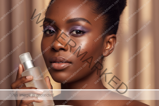 Black woman with deep skin in a calm acne-safe skincare moment for Acne Routine for Oily but Dehydrated Dark Skin