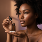 Black woman with deep skin in a calm acne-safe skincare moment for Acne Routine for Black Women Who Also Have Sensitive Skin