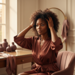 Melanin-rich Black woman with rich brown skin and textured hair in a warm editorial natural-hair routine moment for How to Alternate Protective Styles With Rest Periods