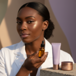 Black woman with deep skin in a calm acne-safe skincare moment for Beginner Adapalene Routine for Melanin-Rich Skin