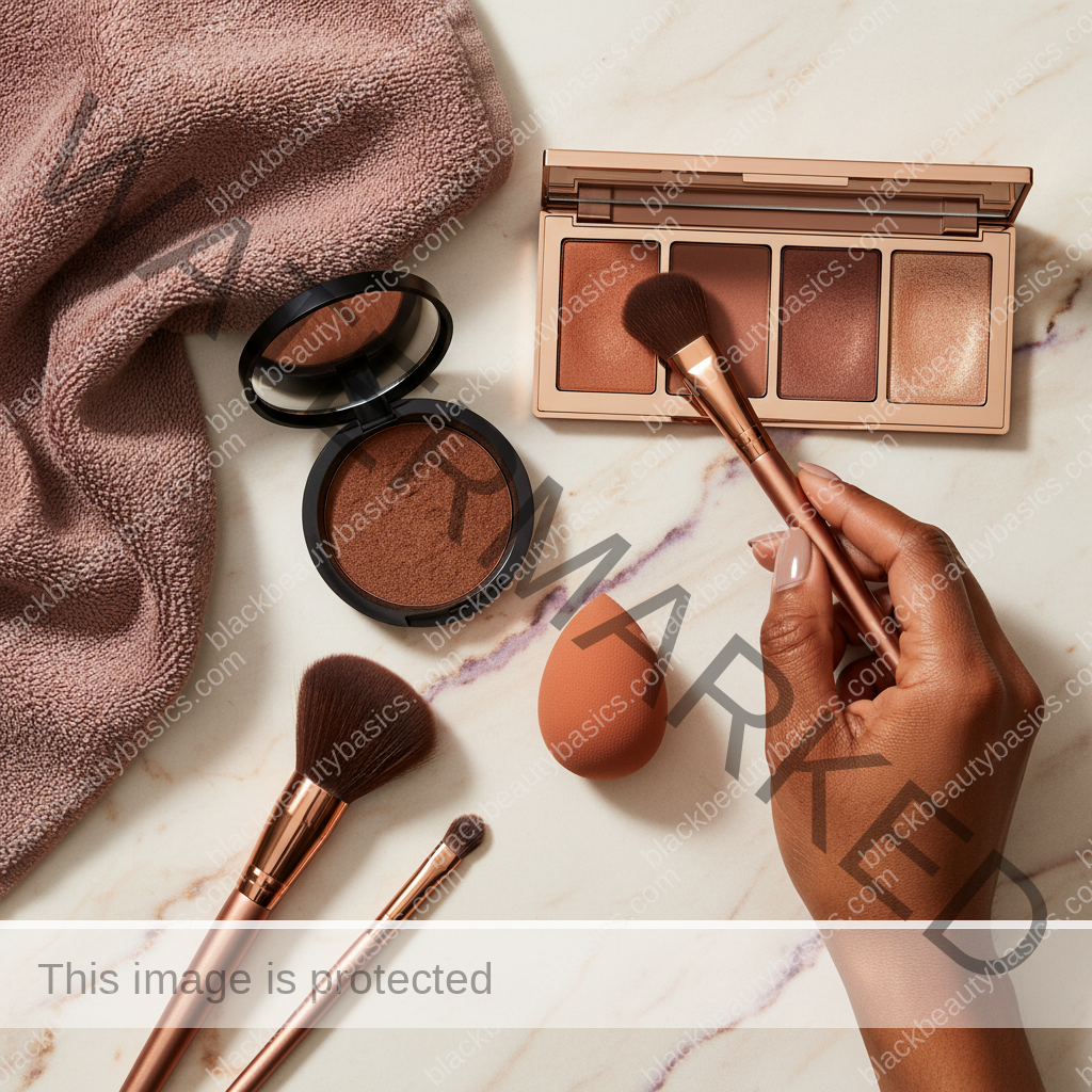 Deep skin makeup essentials for Best Bronzer Tones for Deep Skin That Don't Look Orange in ivory plum bronze and soft gold tones