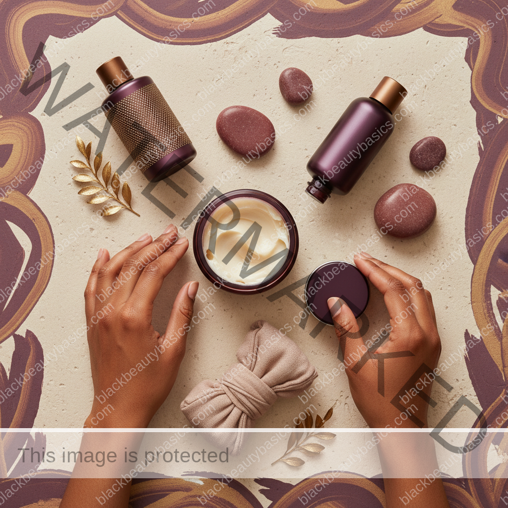 Body care essentials for Best Body Moisturizers by Climate for Dark Skin in ivory plum bronze and soft gold tones