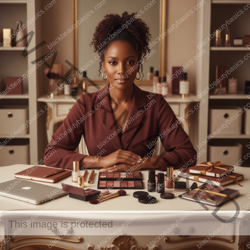 Melanin-rich Black woman with rich brown skin in a warm editorial beauty identity moment for Budget Beauty Systems for Black Women Who Still Want Quality