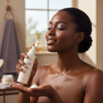 Black woman with deep skin in a calm acne-safe skincare moment for Chest and Back Acne Routine for Melanin-Rich Skin