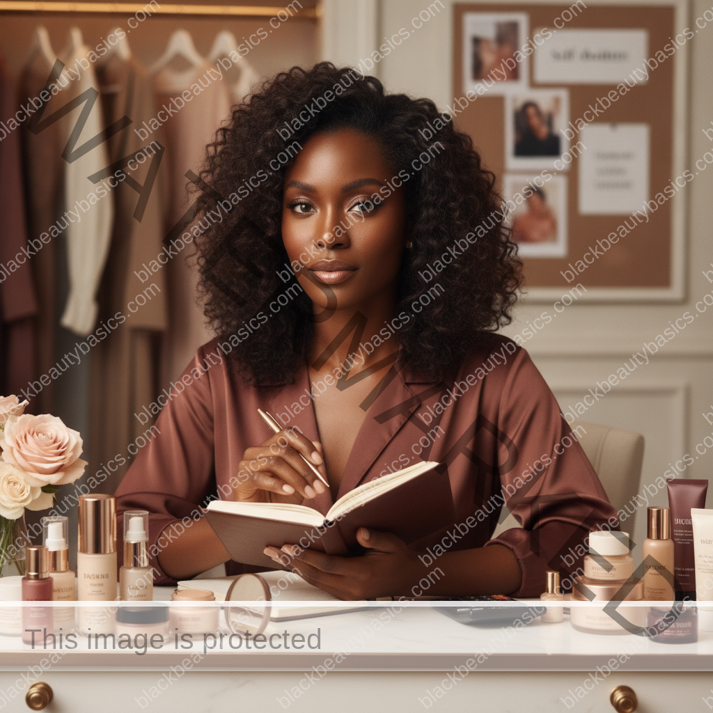 Melanin-rich Black woman with rich brown skin in a warm editorial beauty identity moment for How to Create a Personal Beauty Philosophy Instead of Chasing Trends