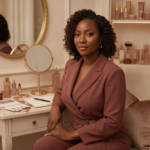 Melanin-rich Black woman with rich brown skin in a warm editorial beauty identity moment for How to Define Luxury Beauty on Your Own Terms