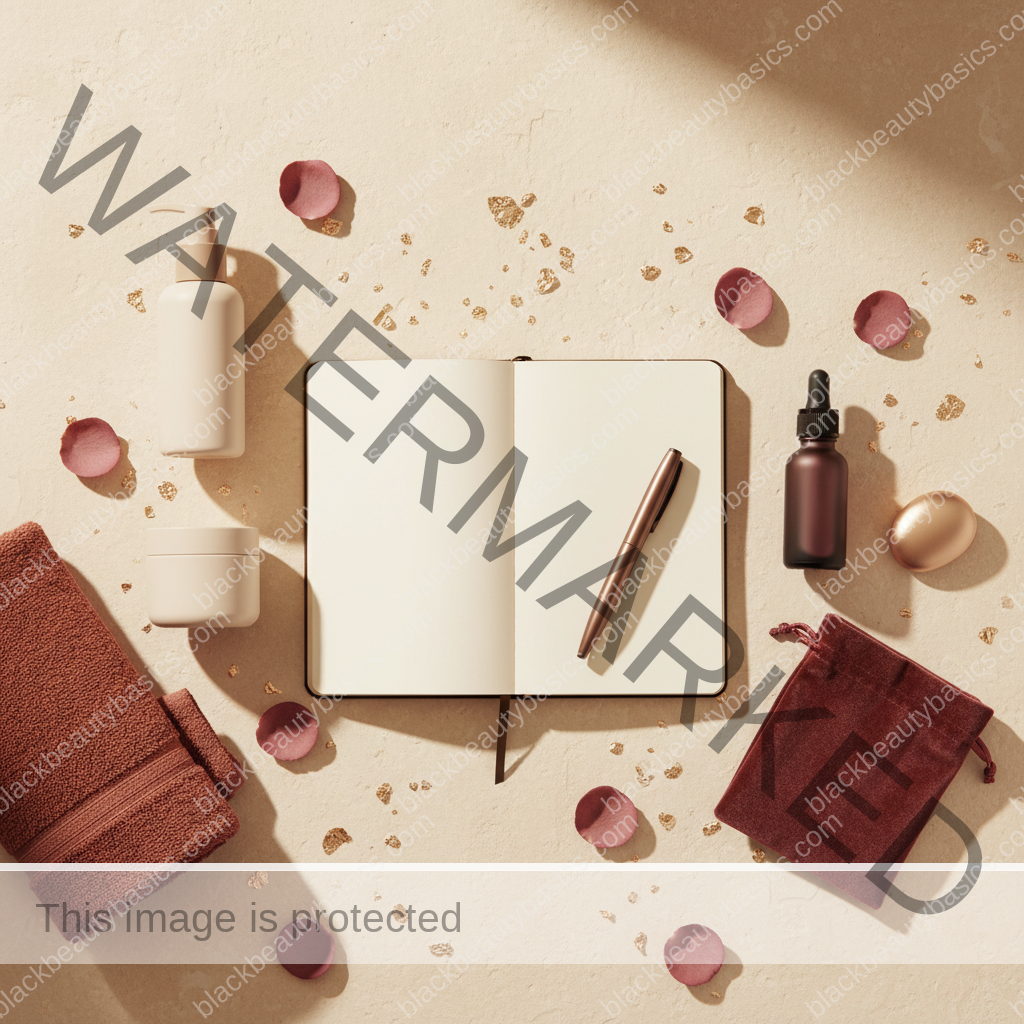 Dark-skin care essentials for How to Document Skin Symptoms Before a Dermatologist Visit in ivory plum bronze and soft gold tones