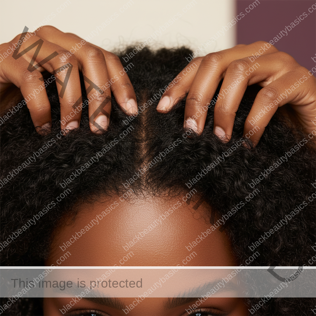 Respectful textured hair and scalp-care detail for Folliculitis Around the Hairline on Textured Hair