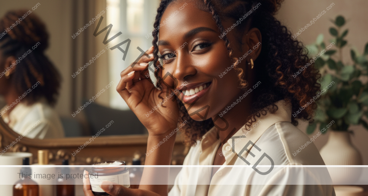 Melanin-rich Black woman with rich brown skin and textured hair in a warm editorial natural-hair routine moment for Gym-Friendly Natural Hairstyles That Won't Wreck Your Edges