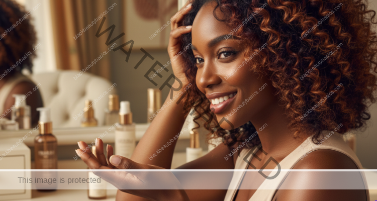 Melanin-rich Black woman with rich brown skin and textured hair in a warm editorial natural-hair routine moment for How to Know if Your Natural Hair Needs Moisture or Protein