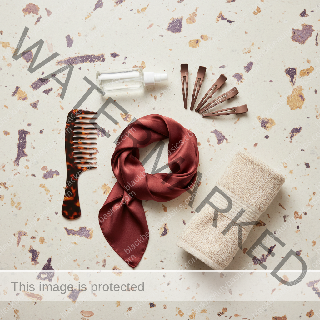 Natural-hair care essentials for How to Know if Your Natural Hair Needs Moisture or Protein in ivory plum bronze and soft gold tones