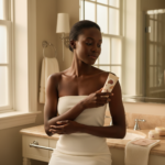 Melanin-rich Black woman with rich brown skin in a warm editorial body care moment for Hair Removal Routine for Sensitive Underarms on Deep Skin