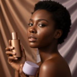 Black woman with deep skin in a calm acne-safe skincare moment for Hormonal Acne Patterns on Dark Skin by Age and Cycle Timing
