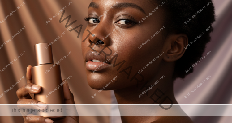 Black woman with deep skin in a calm acne-safe skincare moment for Hormonal Acne Patterns on Dark Skin by Age and Cycle Timing