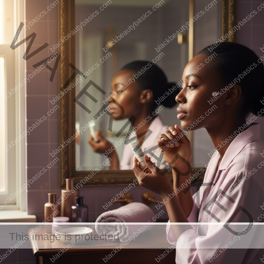Black woman applying a gentle acne routine step for How to Patch Test Acne Products on Black Skin