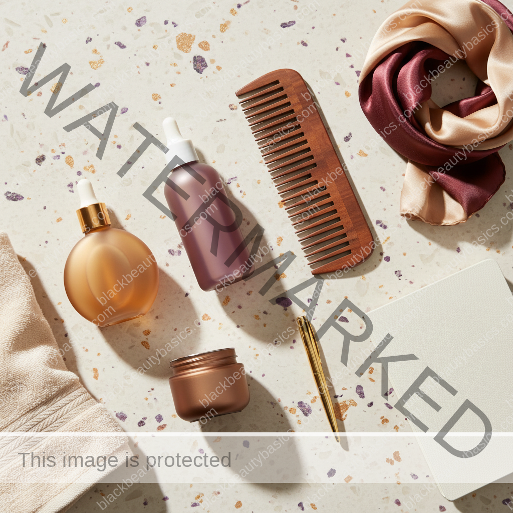Scalp-care essentials for How to Keep Your Scalp Clean in Protective Styles in ivory plum bronze and soft gold tones