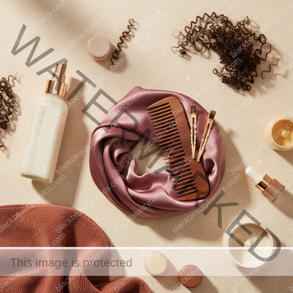 Natural-hair care essentials for How to Keep Twist-Outs Moisturized Longer in ivory plum bronze and soft gold tones