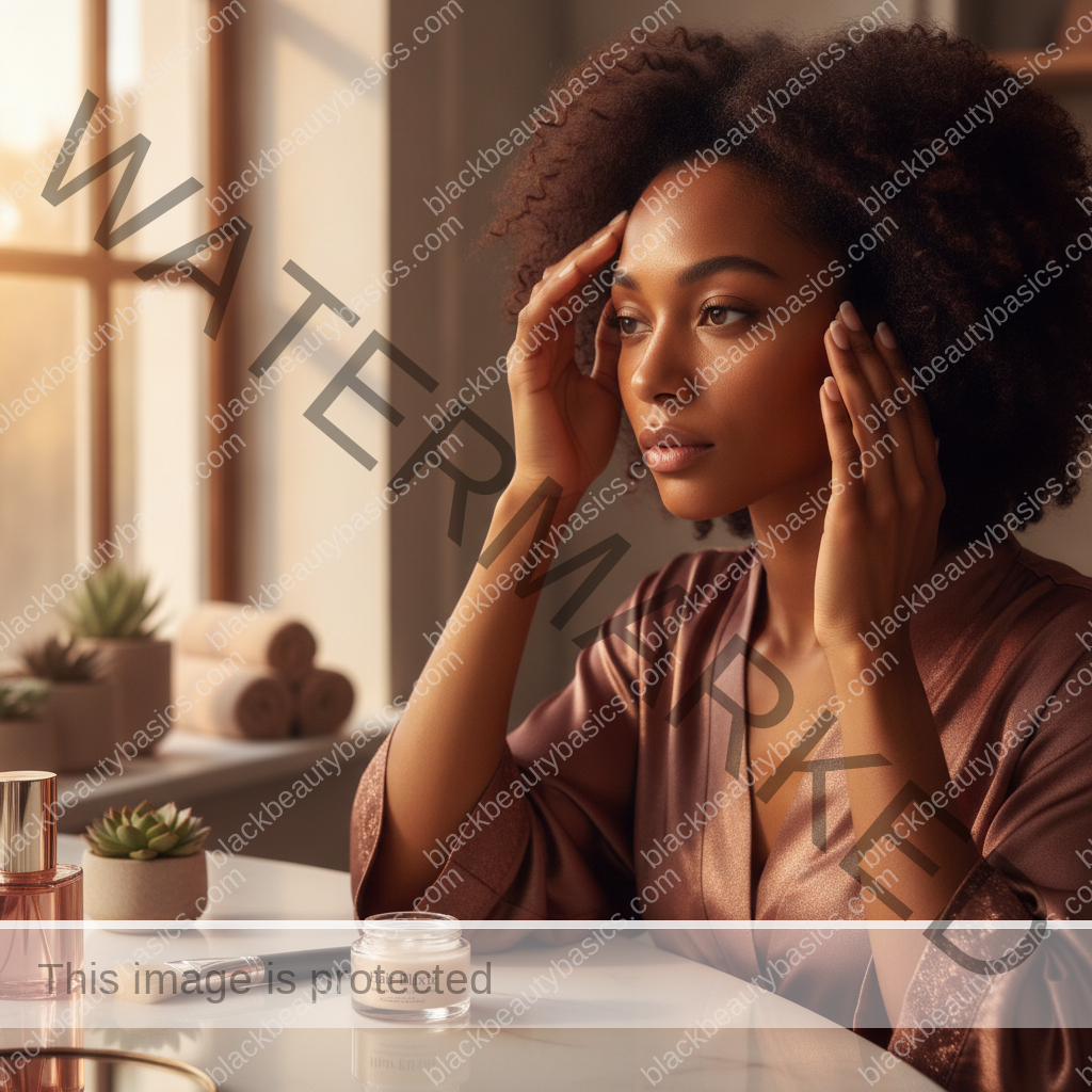 Melanin-rich Black woman with rich brown skin in a practical context for Menopause Hair Thinning on Black Women
