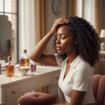 Melanin-rich Black woman with rich brown skin and textured hair in a warm editorial scalp-care moment for PCOS-Related Hair Thinning on Black Women